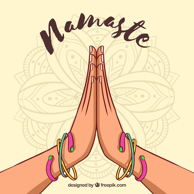 Manos de namaste dibujado a mano 