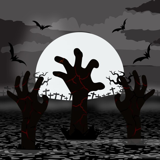 Manos de zombies para Halloween