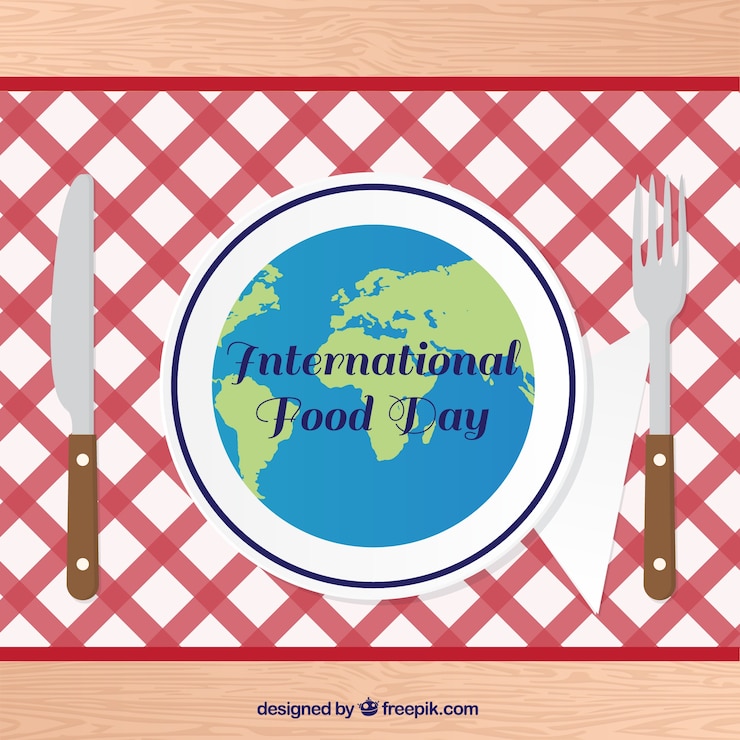 Vector gratuito mantel con cuchillo y tenedor para el día mundial de la alimentación