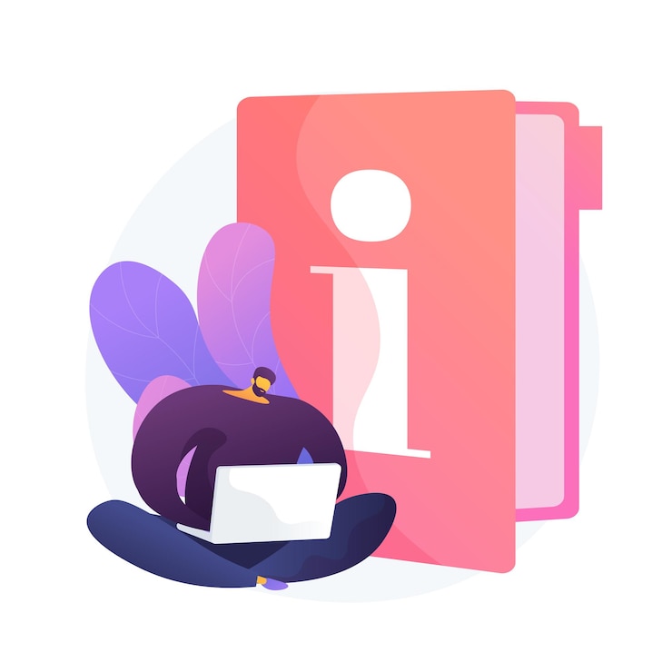 Vector gratuito manual de instrucciones. hombre inteligente con portátil estudiando el manual, leyendo el personaje de dibujos animados de la guía. términos de uso, guía tutorial, documentación digital.
