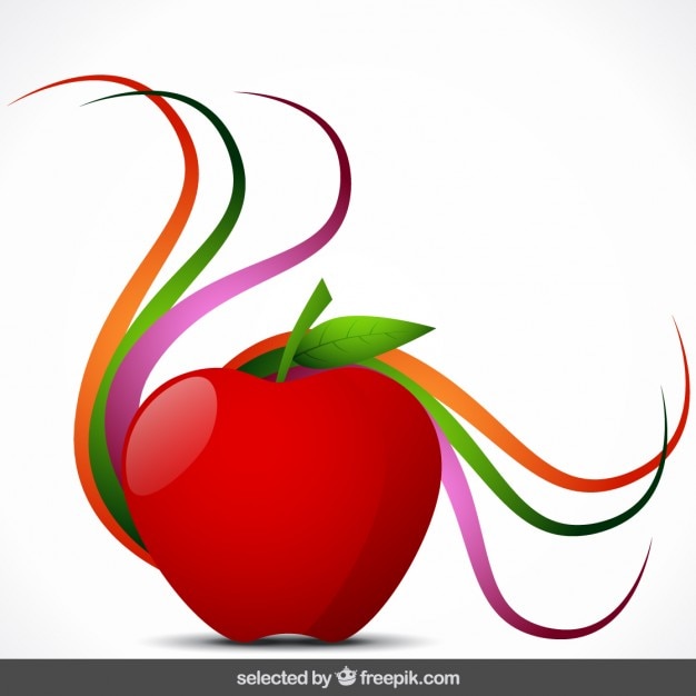 Vector gratuito manzana aislada con ornamentos coloridos