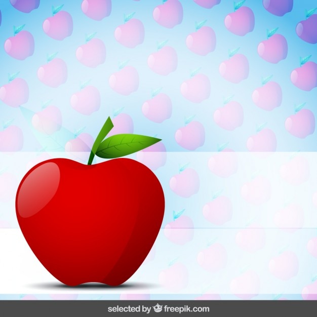 Vector gratuito manzana con las manzanas de fondo