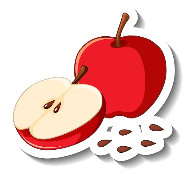 Manzana picada roja sobre fondo blanco.