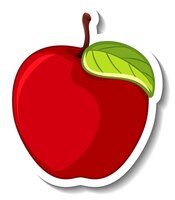 Vector gratuito manzana roja aislado sobre fondo blanco.