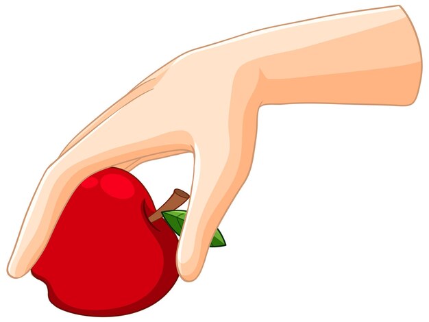 Con una manzana roja en la mano