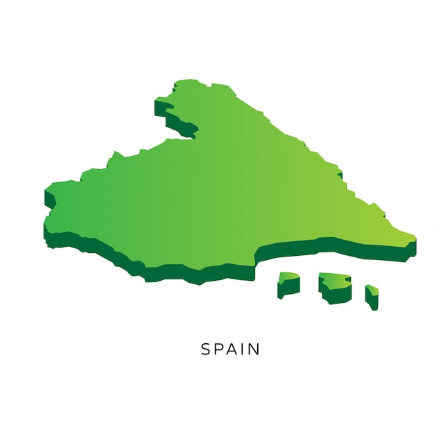Mapa 3D isométrico moderno de España