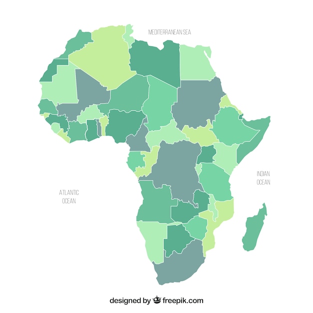 Mapa de africa en estilo plano