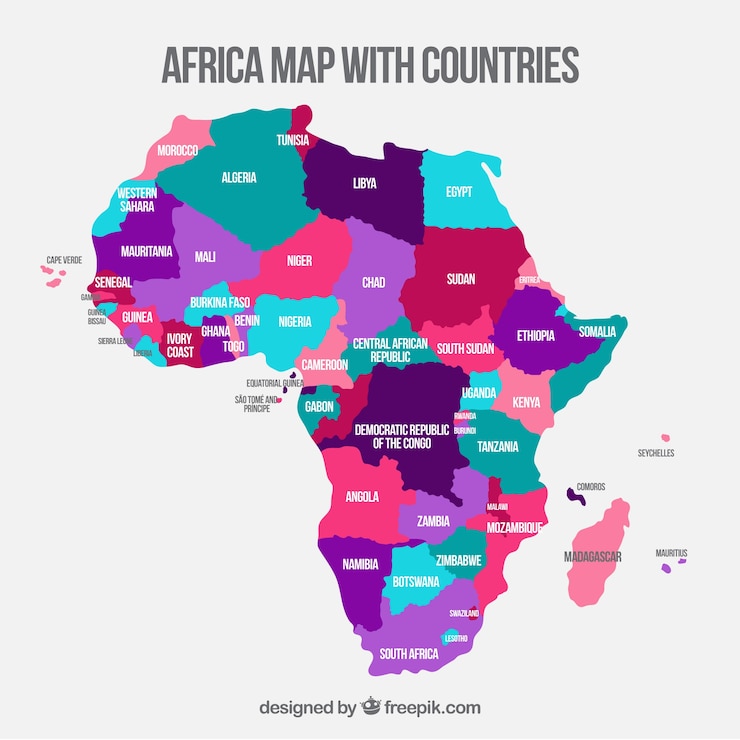 Vector gratuito mapa de africa en estilo plano
