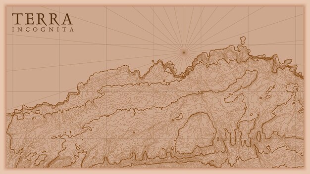 Mapa antiguo de alivio de la tierra abstracta antigua Mapa de elevación vectorial conceptual generado del paisaje de fantasía