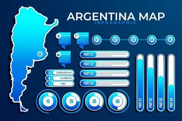 Mapa de argentina degradado infografía