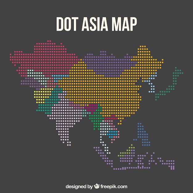 Mapa de asia con puntos de colores