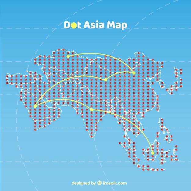 Vector gratuito mapa de asia con puntos de colores