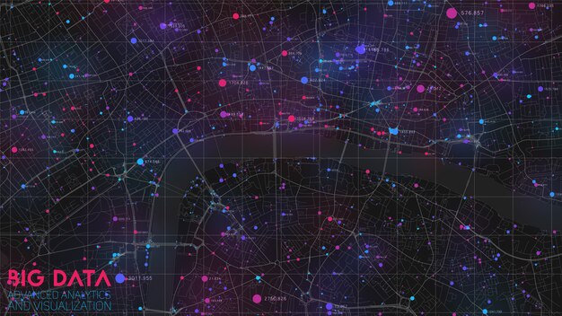 Mapa de big data en ciudad moderna
