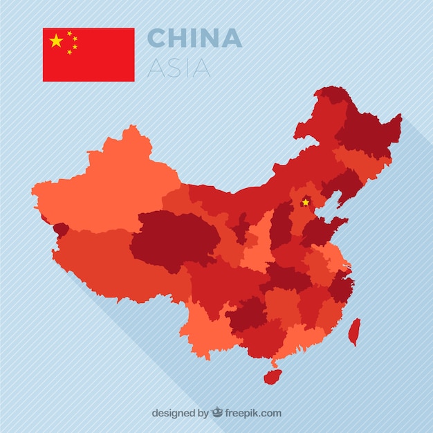 Vector gratuito mapa de china en tonos de rojo