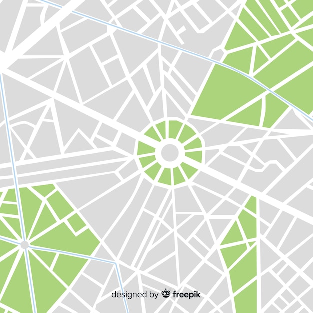 Mapa de la ciudad de color con calles y parque