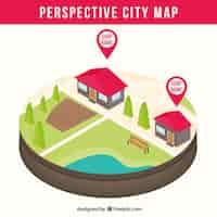 Vector gratuito mapa de ciudad con perspectiva