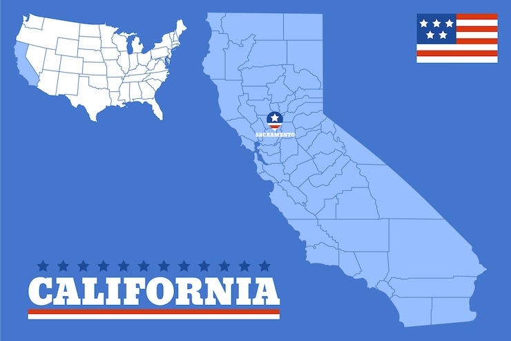 Vector gratuito mapa de contorno del estado de california dibujado a mano