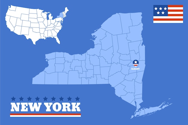 Mapa de contorno del estado de nueva york dibujado a mano