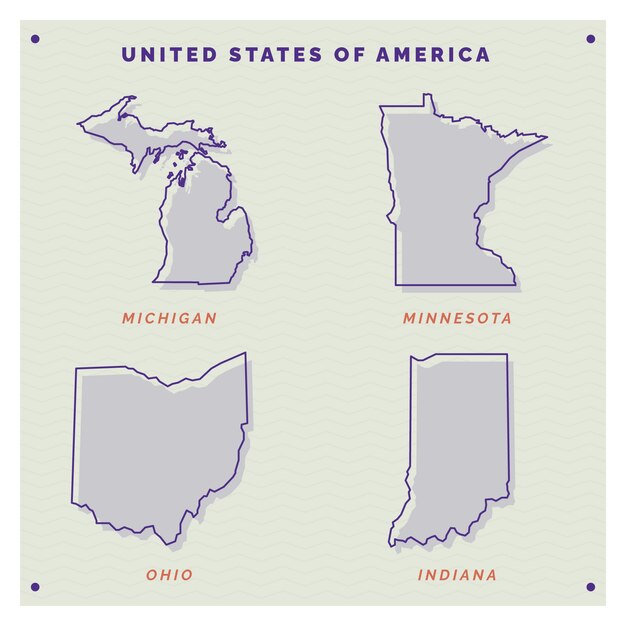 Vector gratuito mapa de contorno de estados de estados unidos dibujado a mano