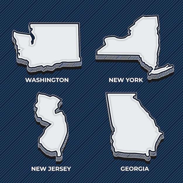 Mapa de contorno de estados de estados unidos dibujado a mano