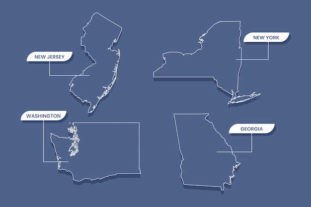 Vector gratuito mapa de contorno de estados de estados unidos dibujado a mano