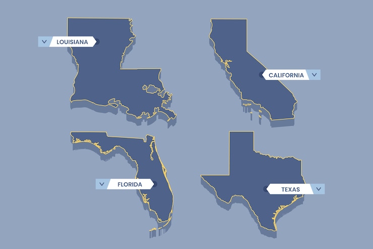 Vector gratuito mapa de contorno de estados de estados unidos dibujado a mano