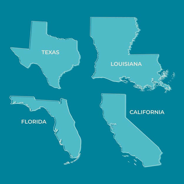 Mapa de contorno de estados de estados unidos dibujado a mano