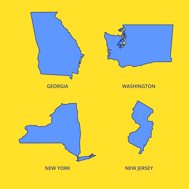 Vector gratuito mapa de contorno de estados de estados unidos dibujado a mano