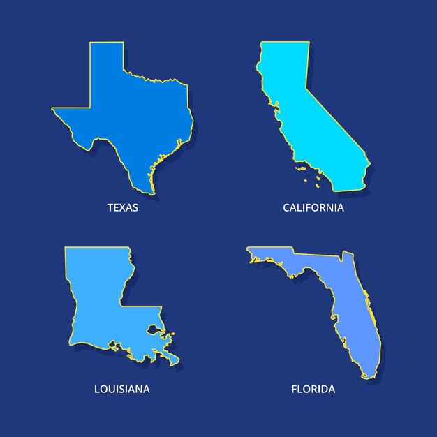 Mapa de contorno de estados de estados unidos dibujado a mano