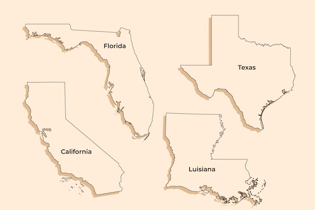 Vector gratuito mapa de contorno de estados de estados unidos de diseño plano