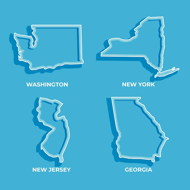 Vector gratuito mapa de contorno de estados de estados unidos de diseño plano
