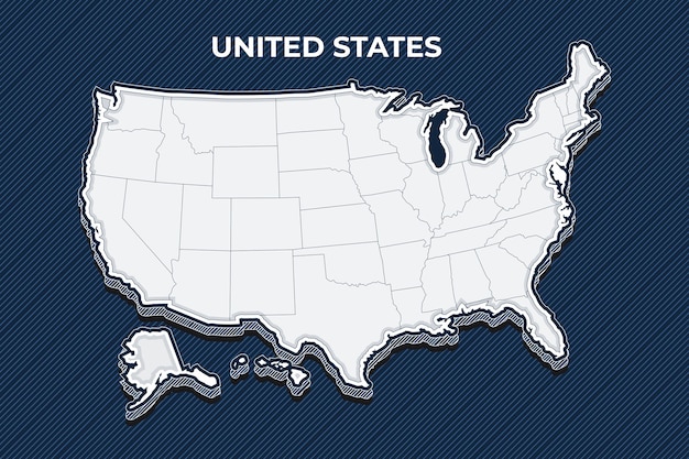 Vector gratuito mapa de contorno de estados unidos dibujado a mano