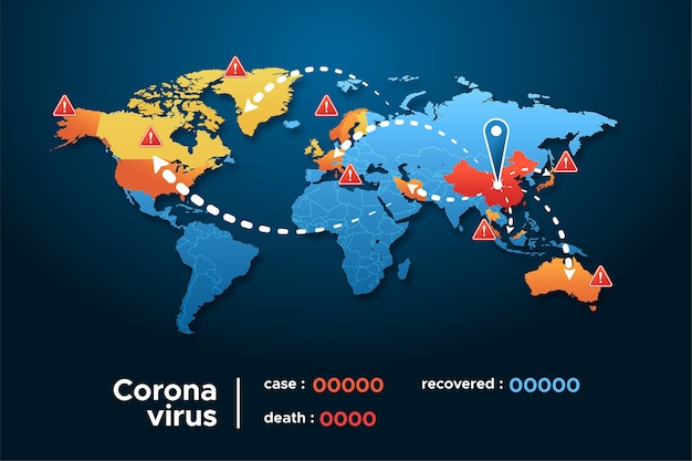 Vector gratuito mapa de coronavirus