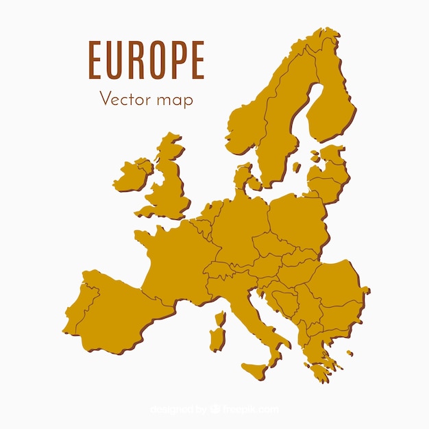 Mapa de europa con colores en estilo plano