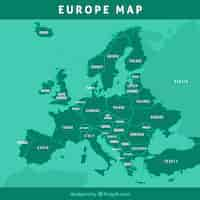 Vector gratuito mapa de europa con colores en estilo plano