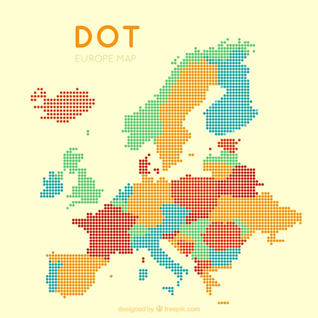 Mapa de europa punteado con colores