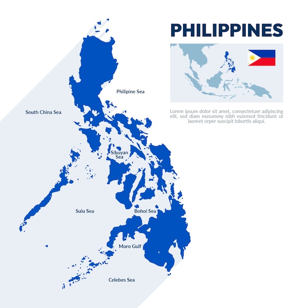 Vector gratuito mapa de filipinas de diseño plano