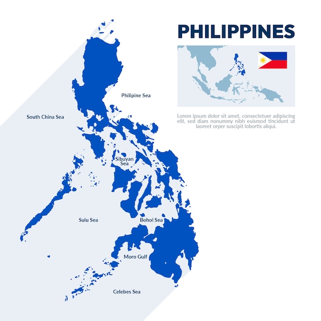 Mapa de filipinas de diseño plano