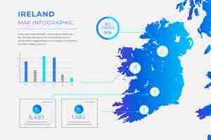 Vector gratuito mapa de irlanda degradado infografía