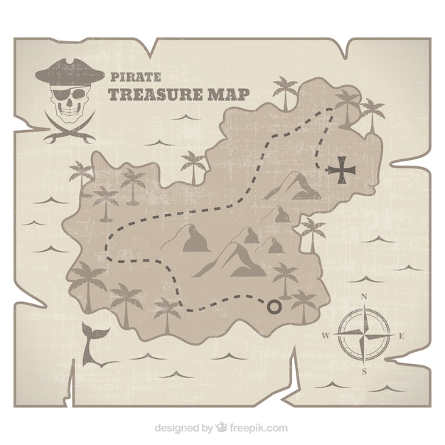 Vector gratuito mapa de isla pirata del tesoro