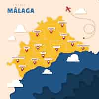 Vector gratuito mapa de málaga estilo papel