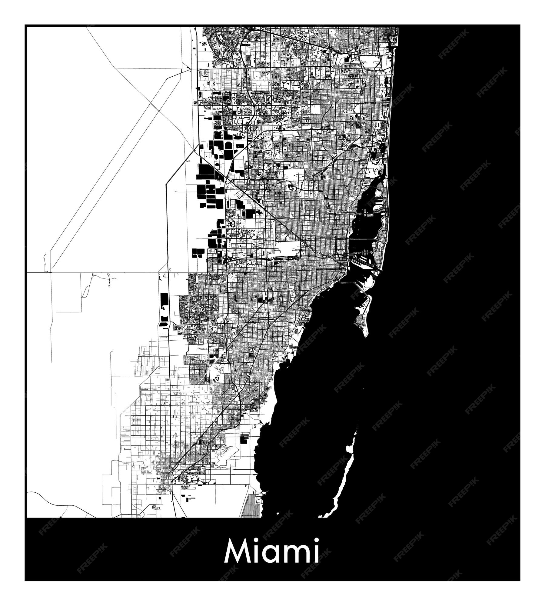 Ciudad De Miami Mapa Mapa Mínimo De La Ciudad De Miami (Estados Unidos, América Del Norte) |  Vector Premium