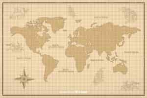 Vector gratuito mapa mundial en estilo digital vintage