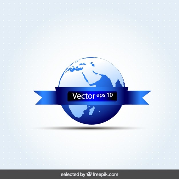 Vector gratuito mapa del mundo con la cinta azul