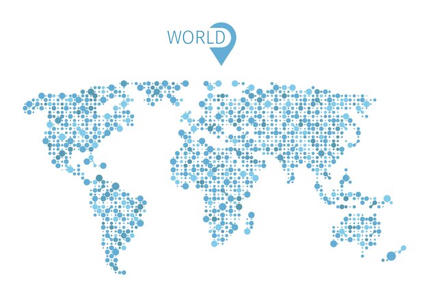 mapa del mundo de círculos para infografía. Ilustración mapa mundo y mapa de forma abstracta