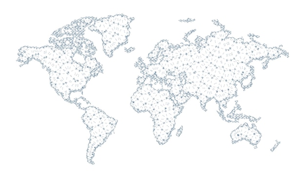 Vector gratuito mapa del mundo en el diseño de vectores de concepto de líneas conectadas