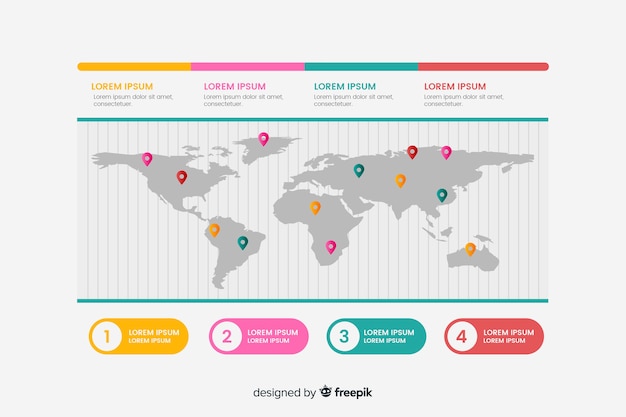 Vector gratuito mapa del mundo empresarial infografía