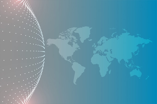 Mapa del mundo con fondo de partículas circulares