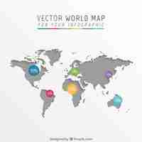 Vector gratuito mapa del mundo gris infografía