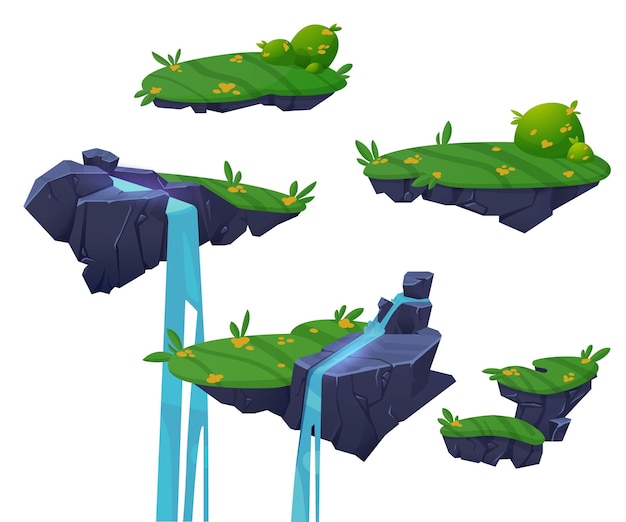 Mapa de nivel de juego de islas de tierra rocosa flotante